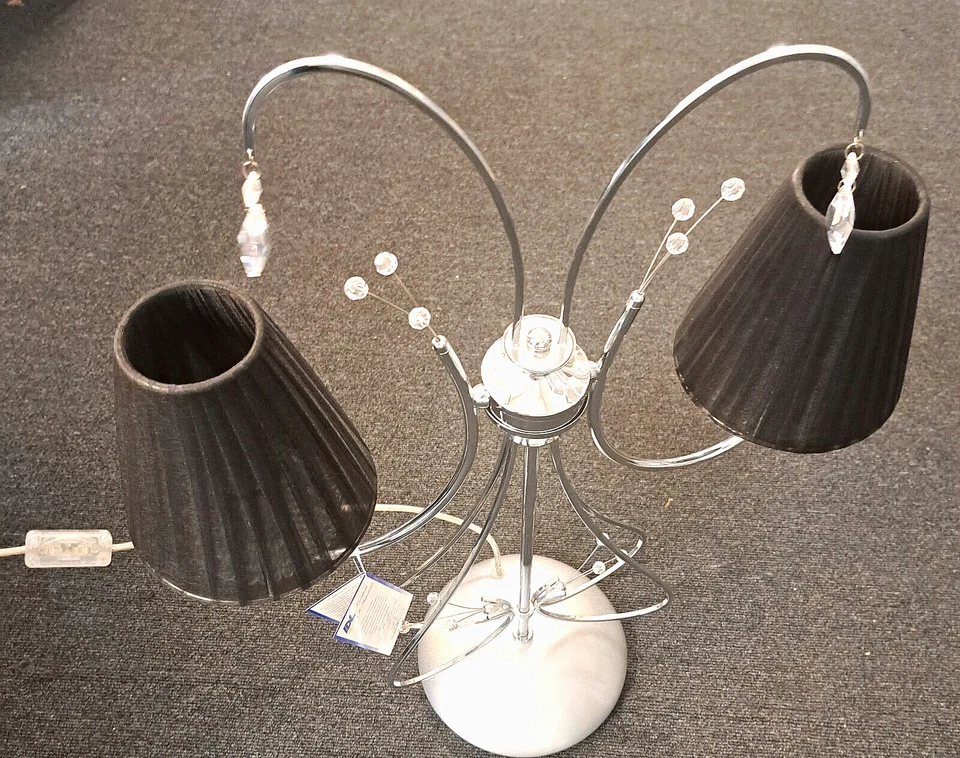 IDL Tischleuchte (Design Klassiker), Stoff/Glas/Metall / Swarowski, 2 x 40W/230V - Bild 3 von 4