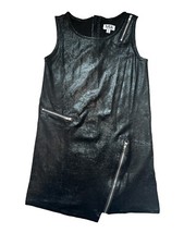 MIA New York Girls Black Shimmer Faux Suede Asymmetrical Zippers Dress M(8-10)