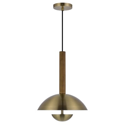 Cal Lighting FX-3801-1 Lakeland 12''W LED Pendant - Antique Brass / Wood
