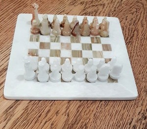 blue marble chess set