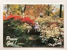Tulsa Azalea Gardens Woodward Park Photo  Oklahoma Postcard "Praise God" S-1351