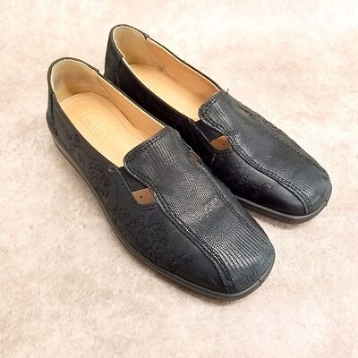 Hotter Womens Size 4UK 6US Black  Leather Slip On Loafers Flats
