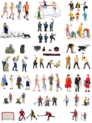 1:87 Painted Figures HO Scale - Assorted Poses, Photographer Miniature Set