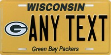 Etiqueta de matrícula Wisconsin Green Bay Packers personalizada CUALQUIER NOMBRE DE TEXTO