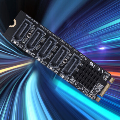 M.2 MKEY PCI-E Riser Card NVME To SATA Expansion Card Converter SATA3.0 Adapter