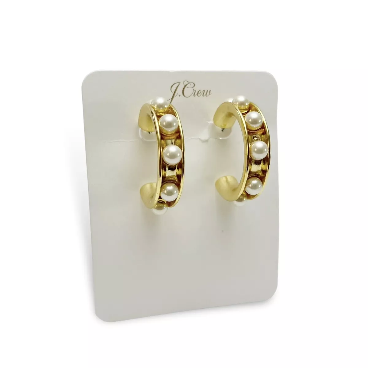 J crew store pearl hoops