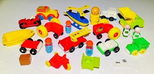 VTG 1970s-1980s FP Little People & Others Lot of 22 Figures & Vehicles, NICE