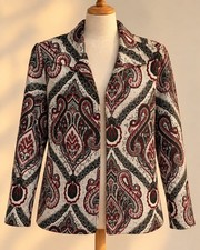 Coldwater Creek XL Paisley Beaded Tapestry Jacquard Blazer Boho