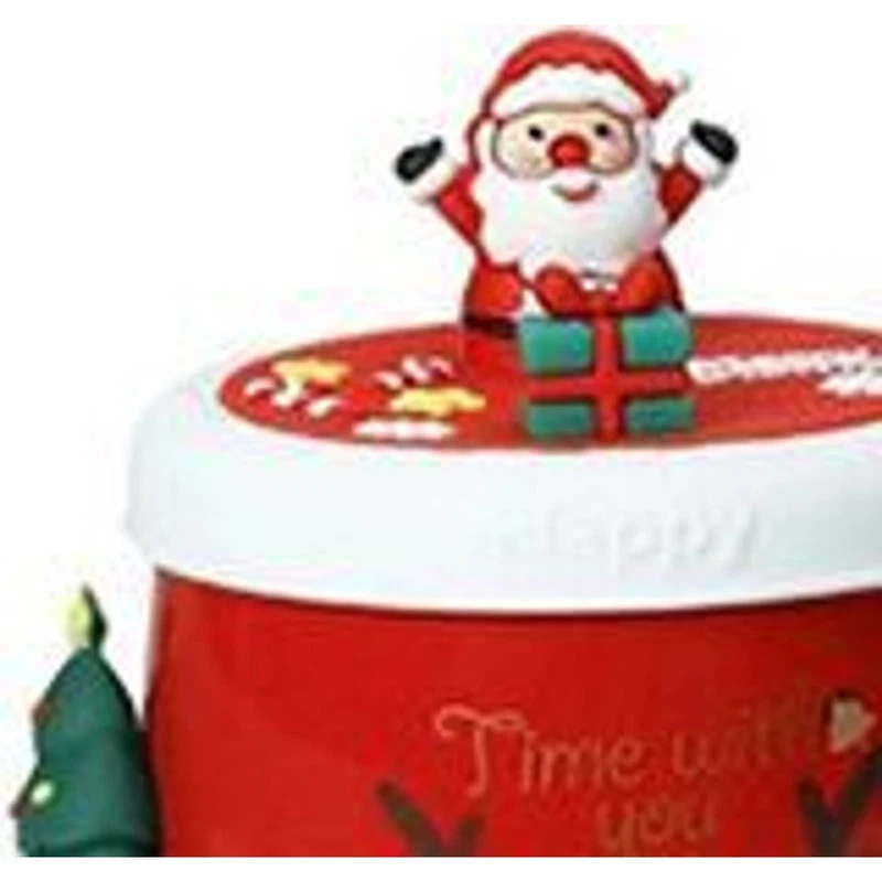Mug Natale con Tappo Silicone e Magnete Albero BRANDANI Rossa 400 ml, fotografia 3 di 9