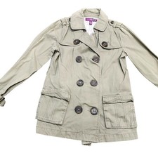 Epic Threads Coat Girls XL Green Cotton Twill Trench Jacket Double Breasted