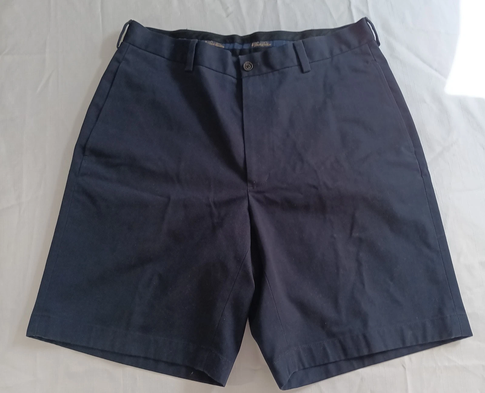 Brooks Brothers Mens Navy Shorts Size 33 Flat Front Chino Casual Cotton