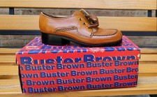 Boys Tan Buster Brown Antique vintage collectible boys dress shoes with box 12