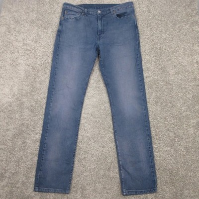 Levis Jeans Mens 34x32 (Tag 36x34) Blue 511 Slim Straight Faded Zip Denim Pants