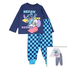 Lilo & Stitch Kids Boys Jersey Pajama Set Size 92-128 Long Sleeve Sleepwear