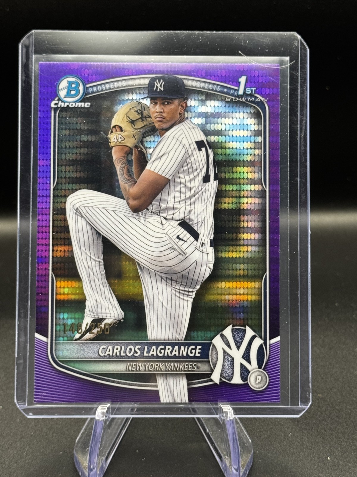 CARLOS LAGRANGE Yankees 2025 Bowman Chrome 1st PURPLE PULSAR /250