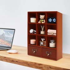 9-Cube 2 Drawers Pine Storage Organizer Display Cubby-style Shelf Brown