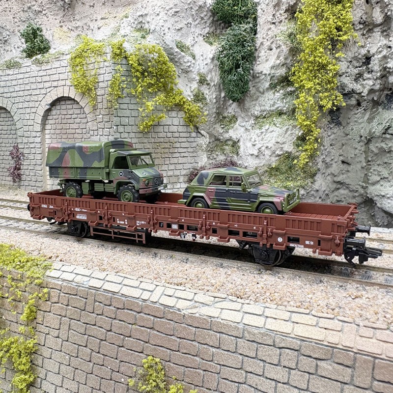 Wagon plat à ranchers Kb 443 miniature Ho transport lourd DB haute précision