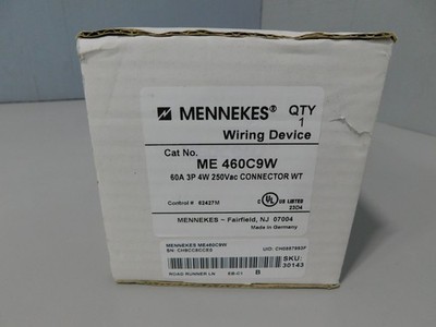 MENNEKES ME460C9W Pin and sleeve watertight connector, 60A, 3-pole, 4 wires NEW