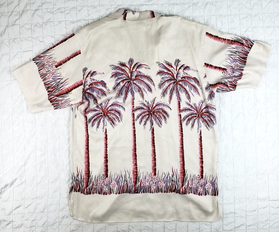 NUEVO SIN ETIQUETAS Vintage Hombres Talla GRANDE Hawaiana Aloha Seda AVANTI Palmera CAMISA AOP Foto 3 de 4