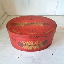 Vintage Tole Artist Lee Walborn Huntingdon Handpainted Primative 7" Oval Box 