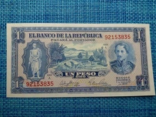 🇨🇴 Colombia 1 peso oro unc  P-398  7 August  1953 banknote 110325-8