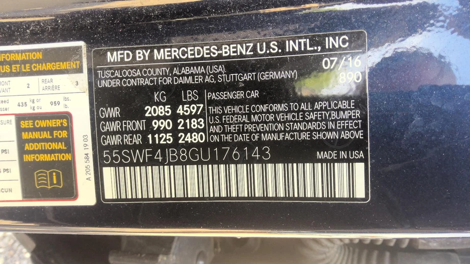 Painel de teto de vidro usado serve: 2016 Mercedes-benz Mercedes c-class 205 tipo C300 Sd - Imagem 2 de 4