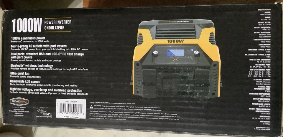 PowerDrive 1000 Watt Power Inverter PWD1000P, Brand New - Image 3 of 4