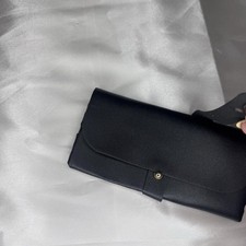 Black Soft Faux Leather Eyeglass Case with Snap Closure for Glasses