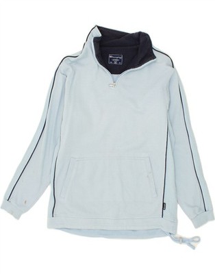 CHAMPION Herren Zip Neck Sweatshirt Pullover Medium Blau Baumwolle BK05