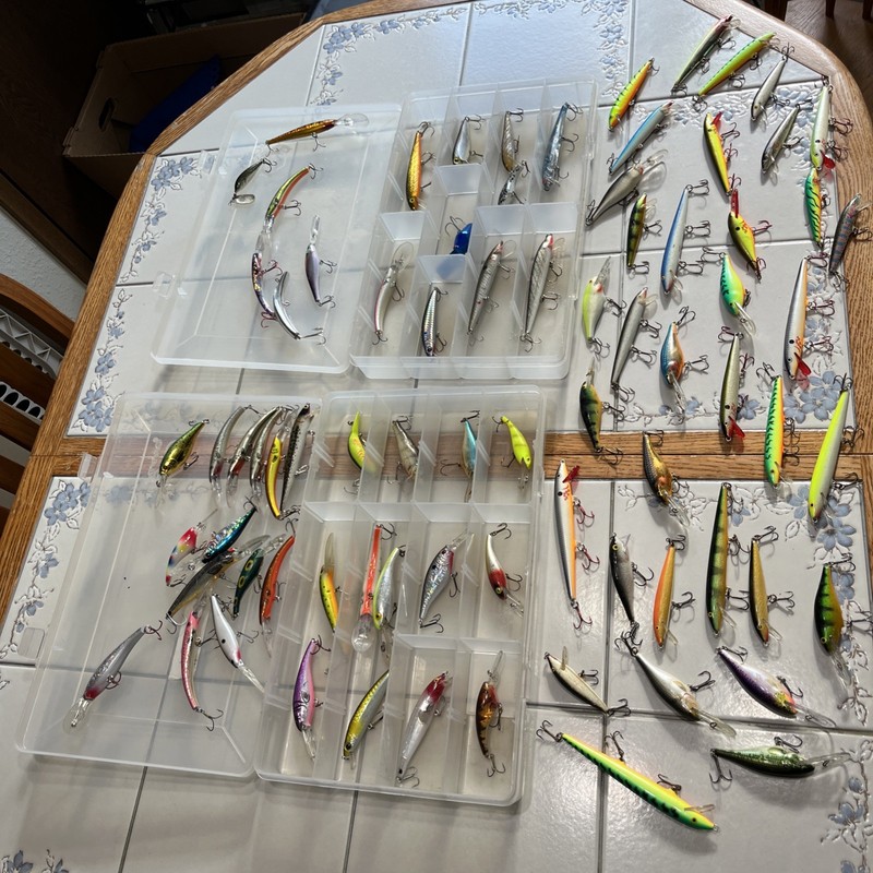 Lot Of 78 Fishing Lures - 35 Rapala- Most With Broken Hooks