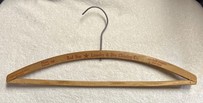 San Jose, Ca, Antique Wood Hanger Red Star Laundry & Dry Cleaning