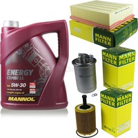 MANN-FILTER Inspektionspaket 5L Mannol Energy Combi Ll 5W-30 FüR Audi A4 Avant