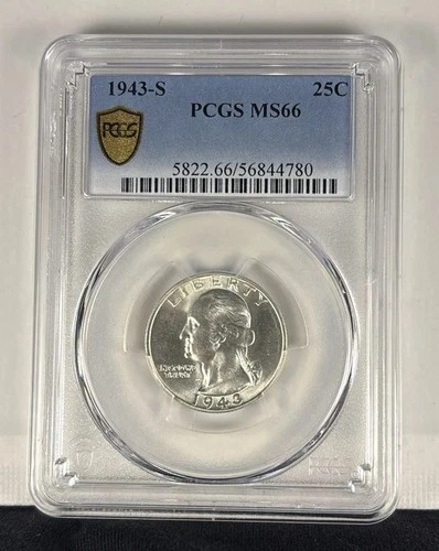 1943-S Washington Silver Quarter 25C PCGS MS66