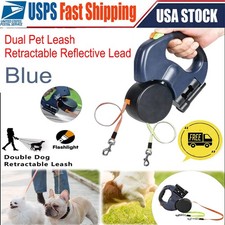Dual Pet Leash Retractable Reflective Lead for Two Dogs 360 Swivel Dog Leash New