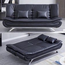 Folding 3 Seater Leather Sofa Bed Recliner Chair Sleeper Sofa Bed Couch Settee