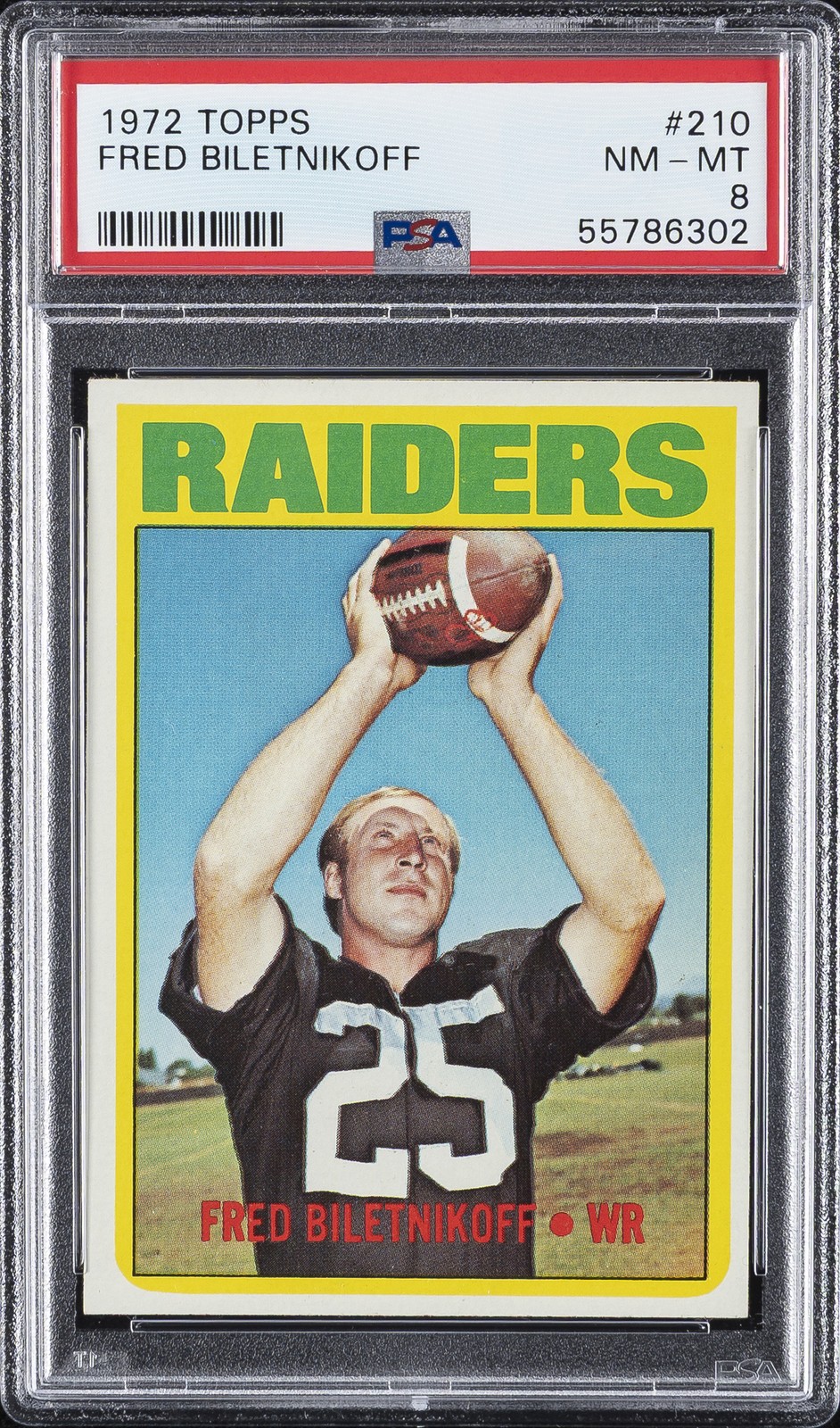 1972 TOPPS #210 FRED BILETNIKOFF PSA 8