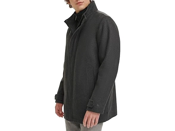 Dockers Men's Wool Melton XL Two Pocket Full Length Duffle Coat, New Charcoal - Image 4 of 4