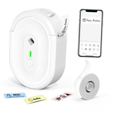 Label Maker Machine with Tape, Small Portable Bluetooth Label Printer, 
