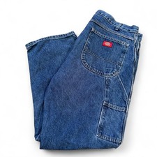 Vintage Y2K Dickies Carpenter Utility Pockets Blue Denim Jeans Distressed 38x30