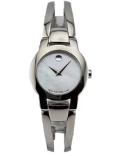 NEW MOVADO AMOROSA  SILVER TONE MOTHER OF PEARL DIAL BANGLE SRP $695