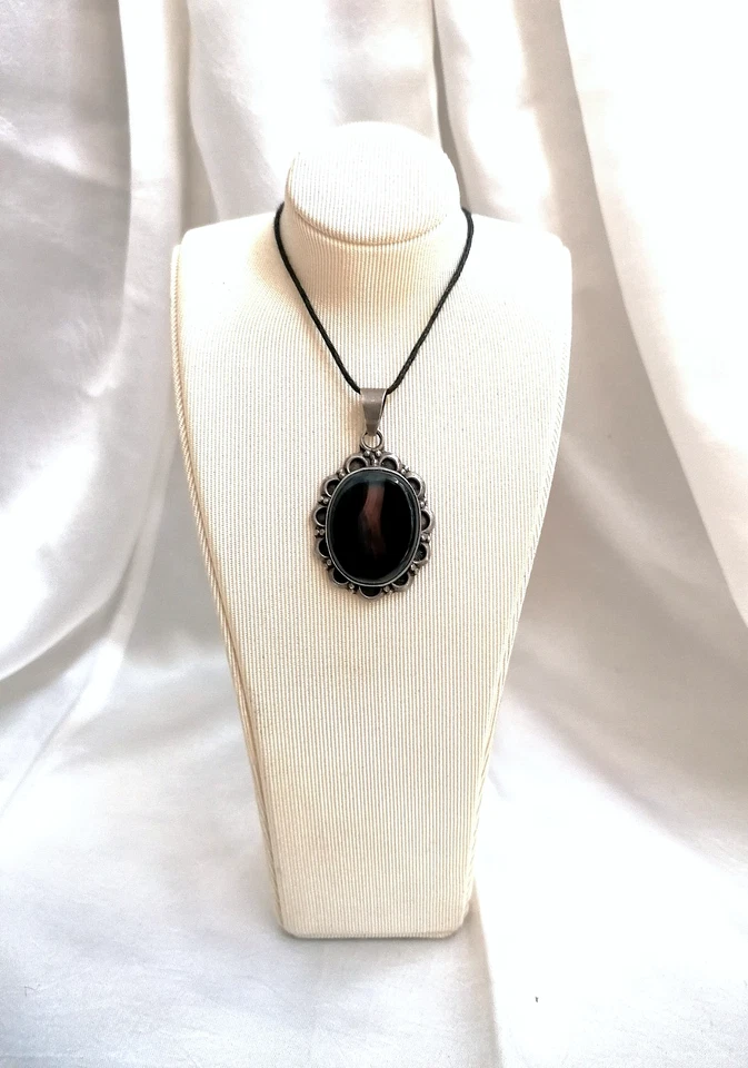 ANTICO BELLISSIMO PENDENTE IN ARGENTO STERLING CON GRANDE AGATA. - Immagine 2 di 4