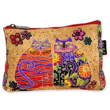 Laurel Burch Feline Cats Minis Cosmetic Bag Tan/Red B 
