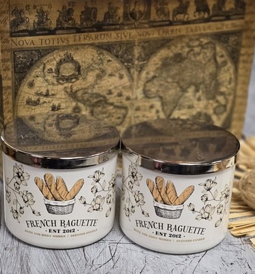 2 Bath & Body Works FRENCH BAGUETTE  3 Wick Candle 14.5oz Fresh Baked Bread 