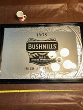 BUSHMILLS IRISH WHISKEY BAR MIRROR SIGN MAN CAVE DECOR WHISKY BUSCH MILLS ~28x40