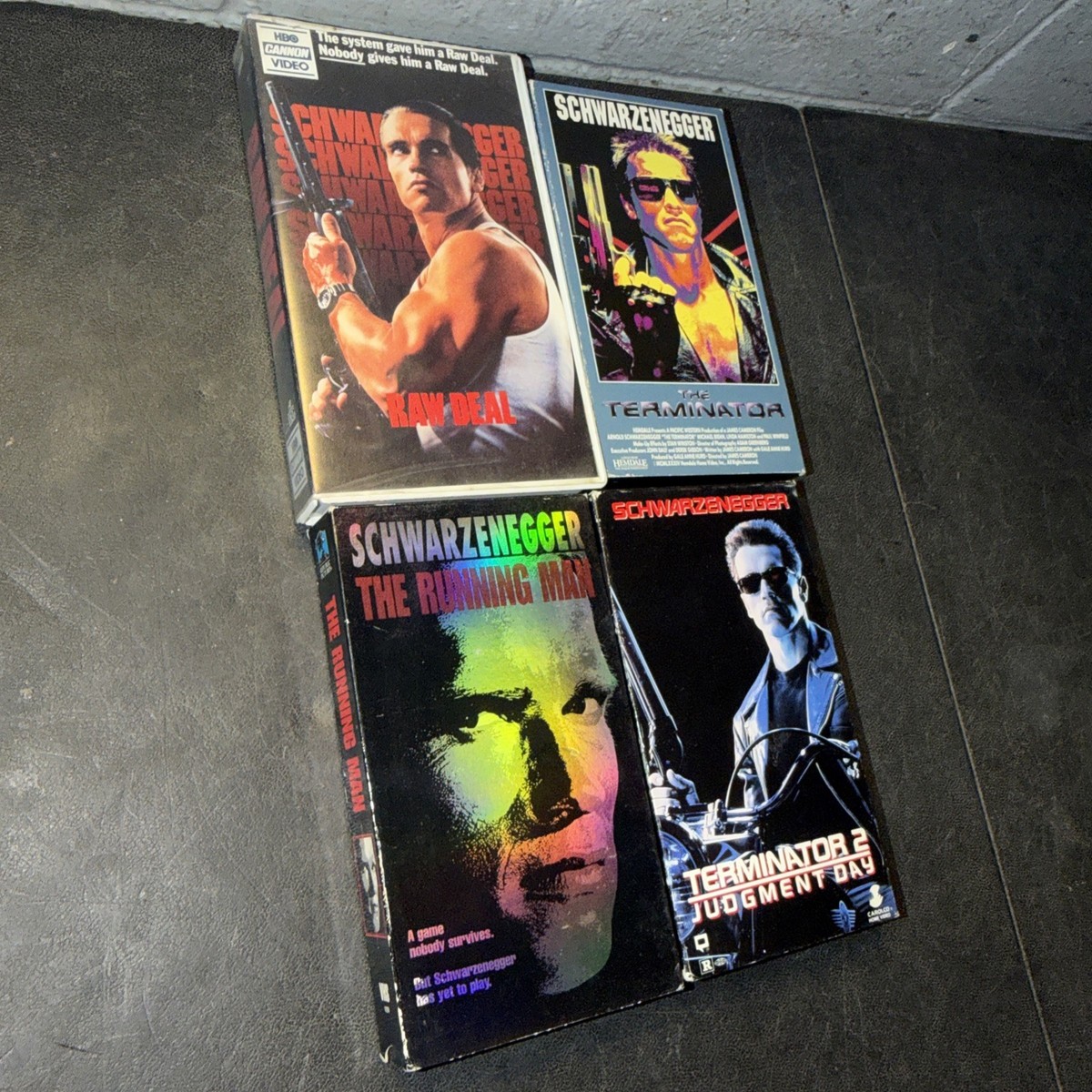 Arnold Schwarzenegger VHS Lot Of 4 Terminator 1 & 2, Raw Deal
