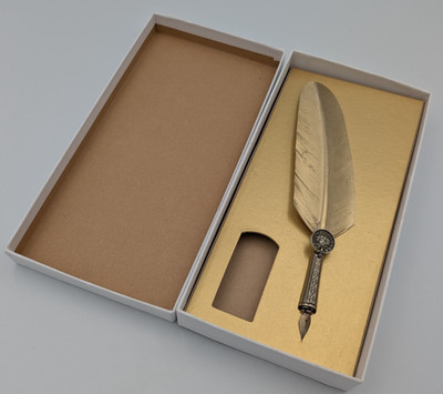 Bortoletti Fonderia Artistica VERGOLDETER Federkiel SCHREIBSTIFT - KEINE TINTE