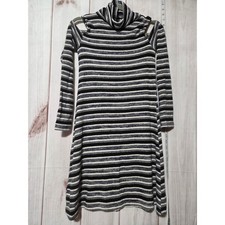 American Eagle Striped Cold Shoulder Turtleneck Long Sleeve Mini Dress S