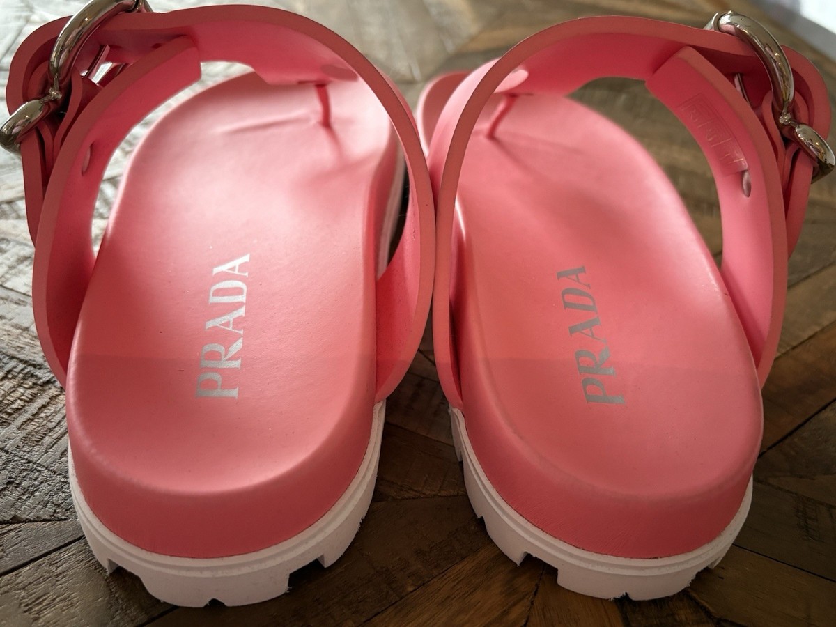 PRADA ラバー サンダル ピンク Prada pink rubber brand new sandals flip flops US 7 EU 37 | eBay