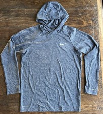 Nike Swim Pullover Mens Small Blue Heathered Hooded Hydroguard Upf 40 Dri Fit