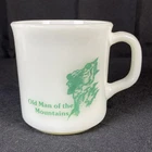 Vintage Anchor Hocking Milk Glass Old Man Of The Mountains Souvenir Mug Cup USA